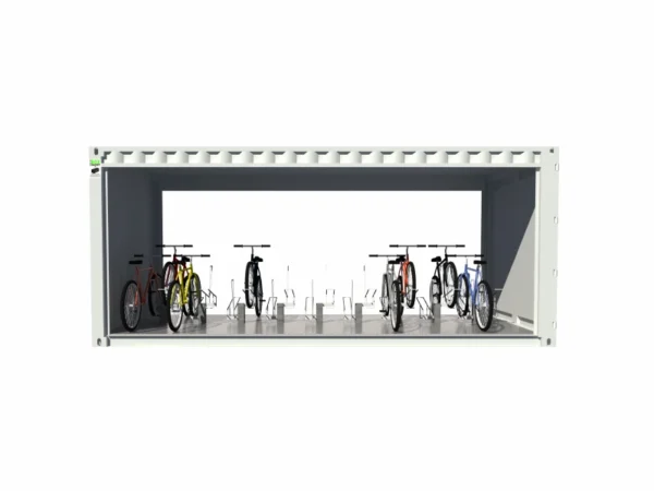 Fietsenstalling in open 20 voet container met 18 plaatsen