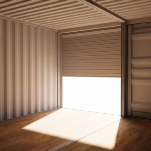Opslagruimte van 28 m² in containers van 20 voet met metalen rolluik en dienstdeur