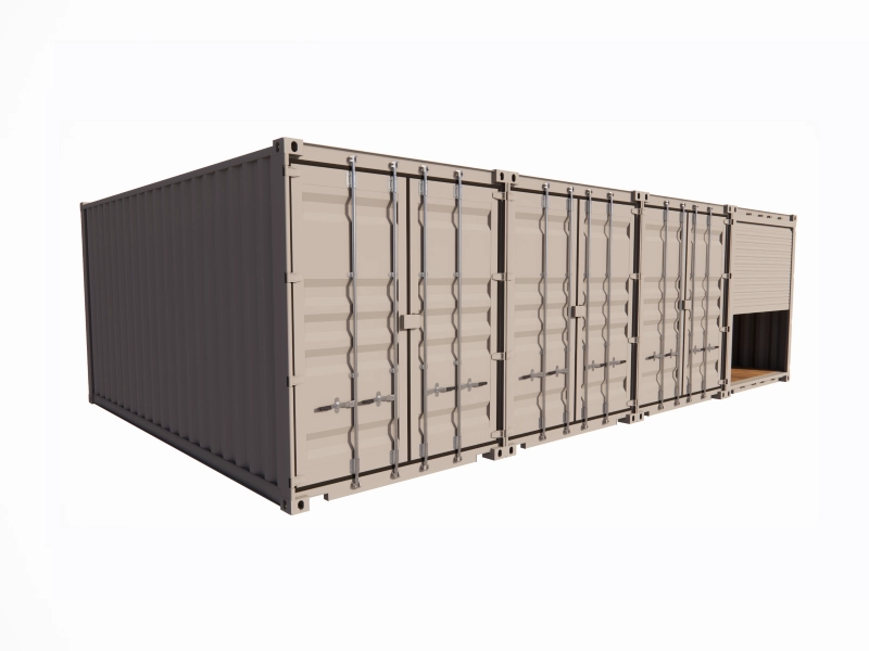 Opslagruimte van 55 m² in containers van 20 voet met metalen rolluik en dienstdeur