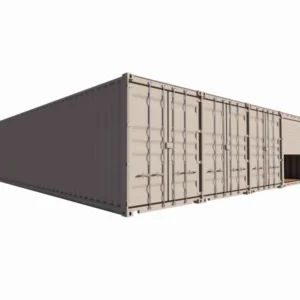 Opslagruimte van 120 m² in containers van 40 voet met metalen rolluik en dienstdeur
