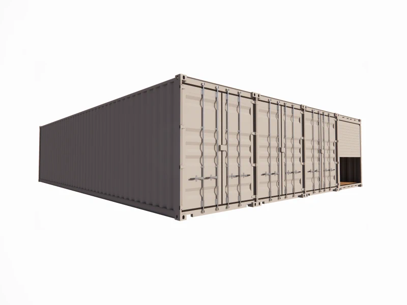 Opslagruimte van 120 m² in containers van 40 voet met metalen rolluik en dienstdeur