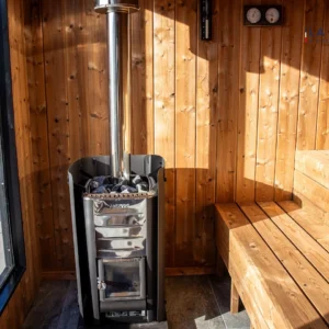 Container ingericht als spa van 15 m² voor 4 tot 6 personen