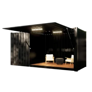 Containerpoolhuis met afsluitbare luifel op vijzel