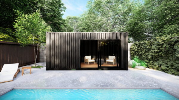 Containerpoolhuis met glazen pui en afgesloten ruimte - Afbeelding 4