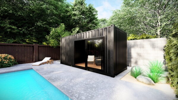 Containerpoolhuis met glazen pui en afgesloten ruimte - Afbeelding 3