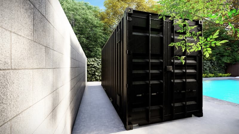 Containerpoolhuis met glazen pui en afgesloten ruimte - Afbeelding 5