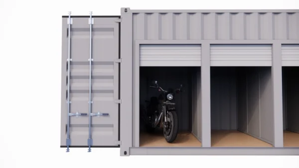 Garage met 4 boxen van 3,5 m² in zeecontainer – Handmatig te openen roldeuren - Afbeelding 5